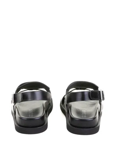 Guglielmo Rotta Black Sandals With Wide Straps And Adjustable Buckle In Black