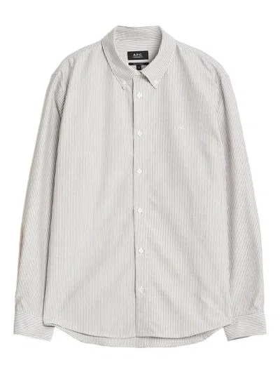 Apc Striped Button-down Shirt In Red
