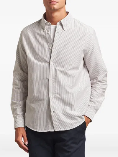 Apc Striped Button-down Shirt In Red