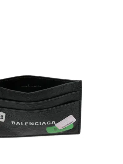 Balenciaga Men Arena Leather Sticker Card Holder In Blue