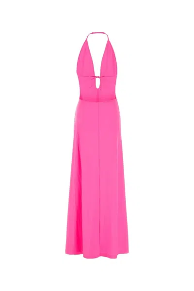 Balenciaga Long Halter Neck Dress Keyhole Detail In Pink