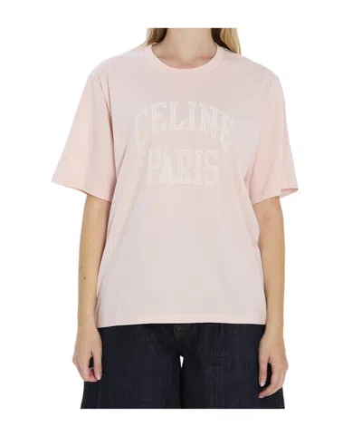 Celine Crew Neck T-shirt In Pink