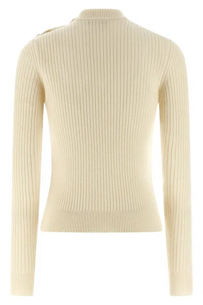 Balmain Ribbed Sweater Sweaters And Cardigans White In Neutral