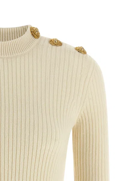 Balmain Ribbed Sweater Sweaters And Cardigans White In Neutral