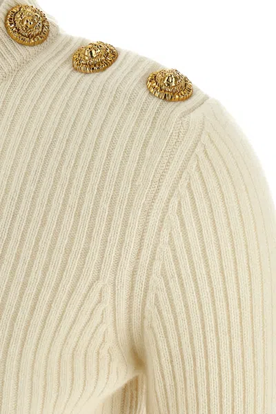 Balmain Ribbed Sweater Sweaters And Cardigans White In Neutral