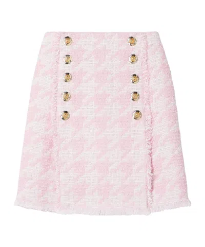 Balmain Tweed High Waist Buttoned Mini Skirt In White