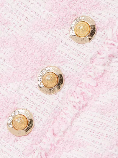 Balmain Tweed High Waist Buttoned Mini Skirt In White