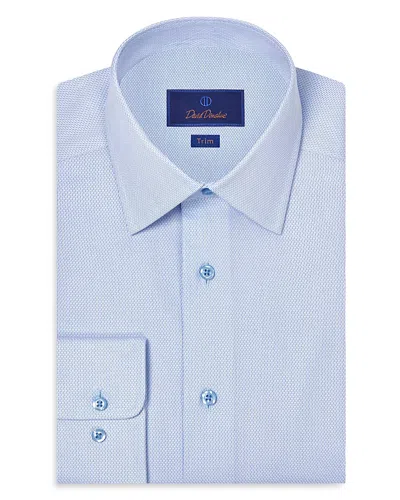 David Donahue Slim Fit Geometric Texture Cotton Dobby Dress Shirt In Blue