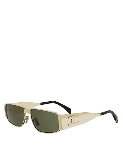 Celine Triomphe Metal Rectangular Sunglasses In Green