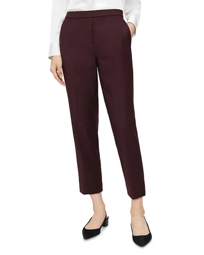 Theory Sleek Flannel Treeca Pull On Pant In Burgundy