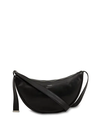Sandro Small Leather Hobo Bag In Black