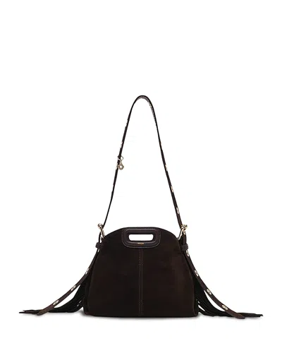 Maje Womens Grey Miss M Mini Suede Shoulder Bag In Brown