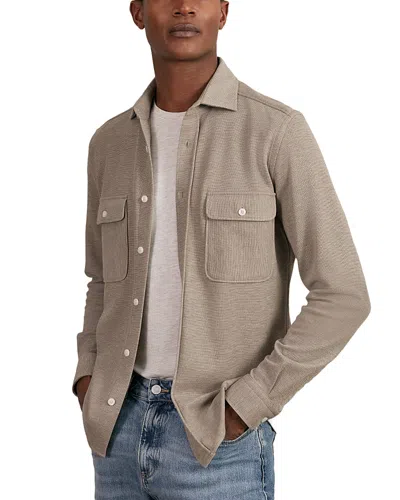Reiss Oatmeal Brown Melange Forsithe Textured Twin Pocket Cotton Blend Overshirt In Silver