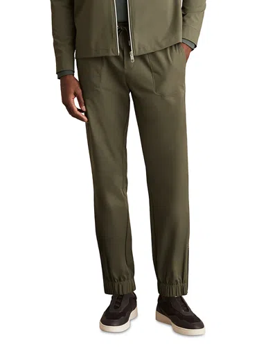 Reiss Green Drawstring Technical Cuffed Trousers In Green