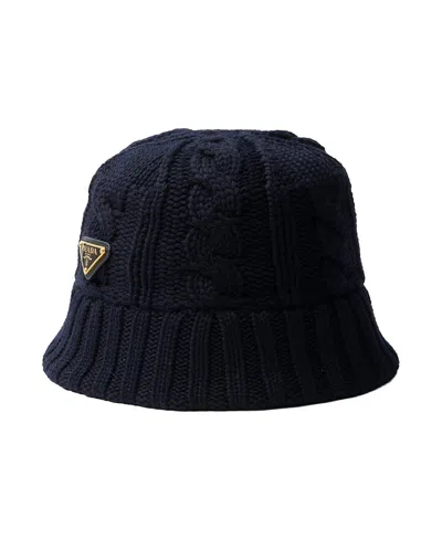 Prada Wool Bucket Hat In Blue
