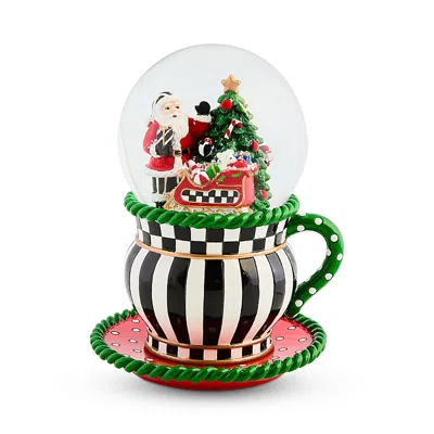 Mackenzie-childs Mackenzie Childs Check It Out Teacup Snow Globe In Multi
