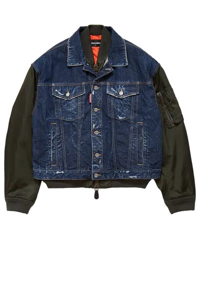 Dsquared2 Aviator Hybrid Bomber Navy Blue In Multi