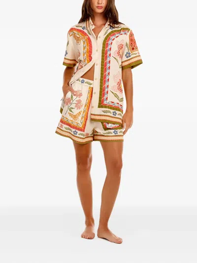 Agua Bendita Ali Linen Blend Buttondown Shirt In Multi