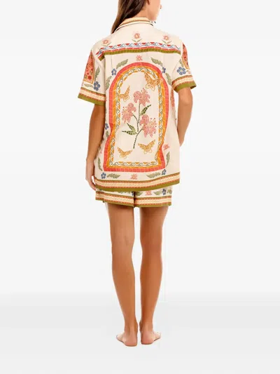 Agua Bendita Ali Linen Blend Buttondown Shirt In Multi