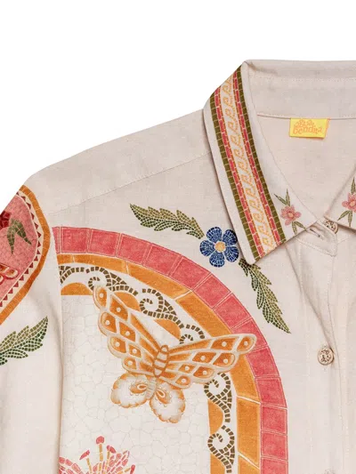 Agua Bendita Ali Linen Blend Buttondown Shirt In Multi