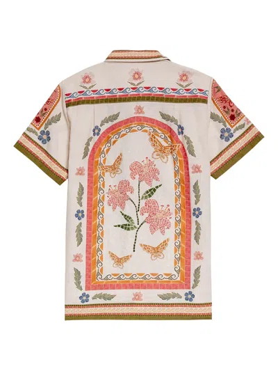 Agua Bendita Ali Linen Blend Buttondown Shirt In Multi