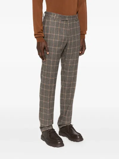 Karl Lagerfeld Checked Wool Trousers In Green