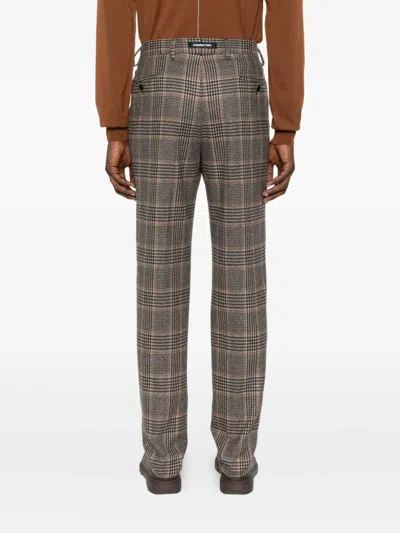 Karl Lagerfeld Checked Wool Trousers In Green