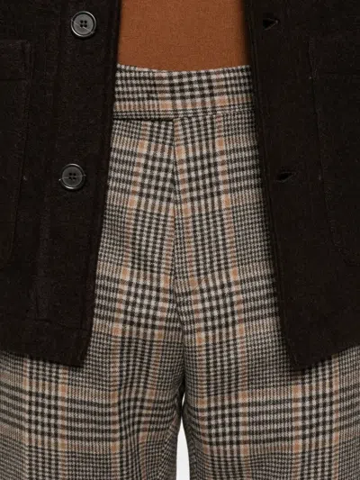 Karl Lagerfeld Checked Wool Trousers In Green