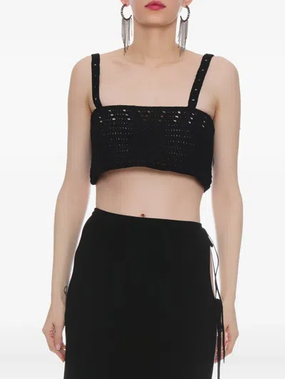 Magda Butrym Crochet Cropped Top In Black