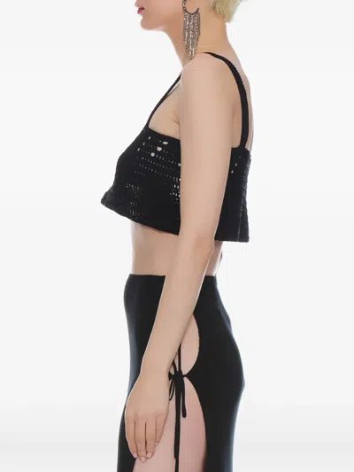 Magda Butrym Crochet Cropped Top In Black
