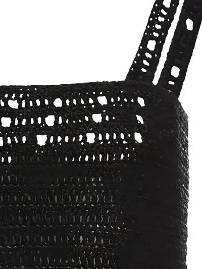 Magda Butrym Crochet Cropped Top In Black