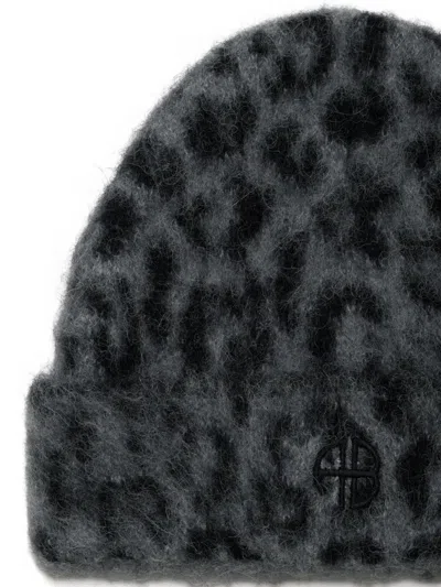 Anine Bing Elia Alpaca-wool Beanie Grey Leopard Pattern In Gray
