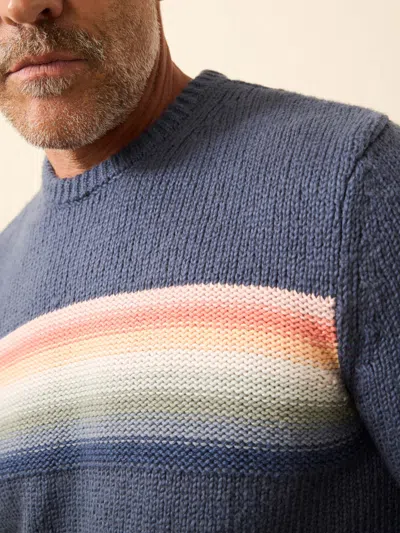 Faherty Heirloom Stripe Organic Cotton Crewneck Sweater In Gray