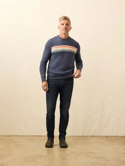 Faherty Heirloom Stripe Organic Cotton Crewneck Sweater In Gray