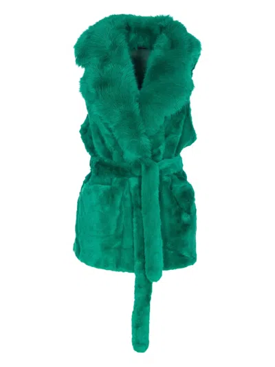 人造皮草束腰马甲