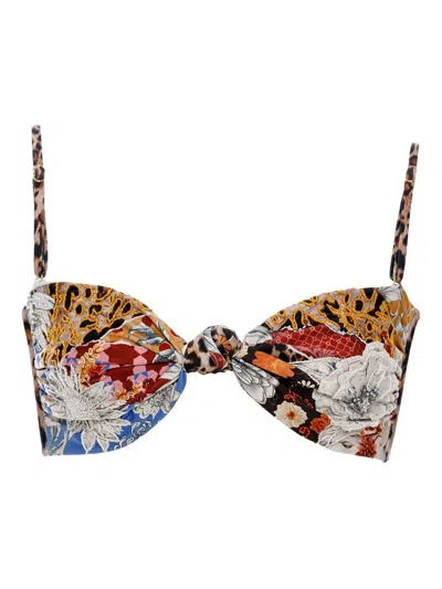 Agua Bendita Lucille Quilt Handmade Bikini Top In Multi