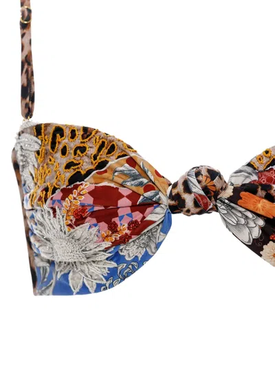 Agua Bendita Lucille Quilt Handmade Bikini Top In Multi