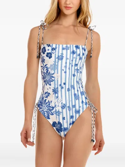 Agua Bendita Posh Batik Reversible One Piece Swimsuit In Blue