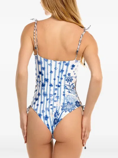 Agua Bendita Posh Batik Reversible One Piece Swimsuit In Blue