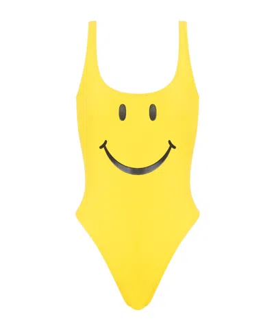 Moschino Smiley Swimsuit In Yellow