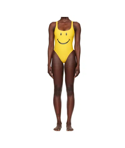 Moschino Smiley Swimsuit In Yellow