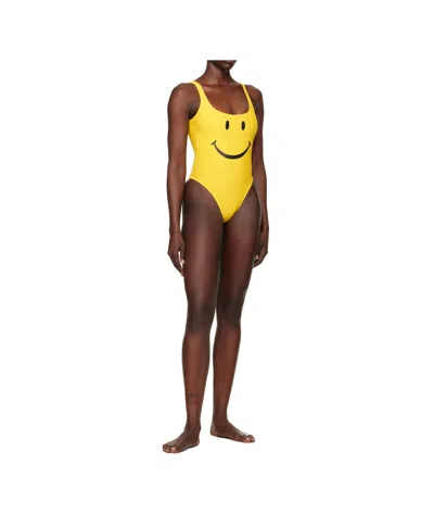 Moschino Smiley Swimsuit In Yellow