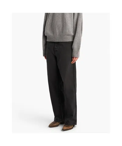 Khaite Delmonico Patch Pocket Wide-leg Jeans In Blue