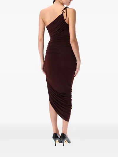 Magda Butrym Asymmetric Pleated Midi Dress In Burgundy