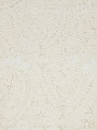 Loulou Studio White Sweater With Mock Neck And All-over Embroidery In Silk Woman In White