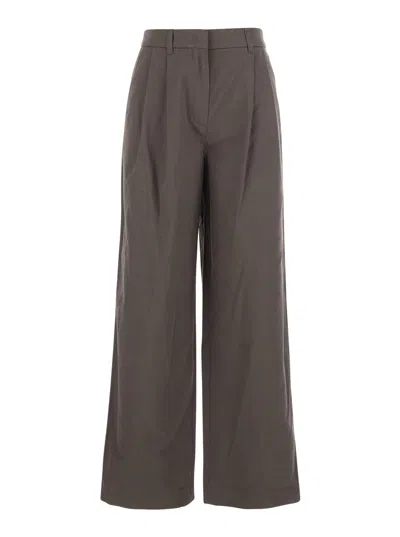 Dunst Brown Tailored Trousers With Front Pleats In Fabric Woman In Brown
