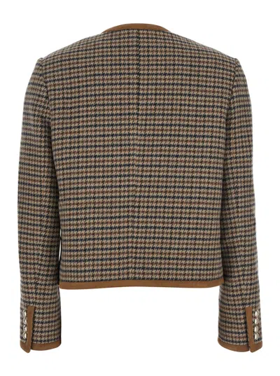 Dunst Beige Jacket With Button Closure And Front Pockets In Tweed Woman In Brown