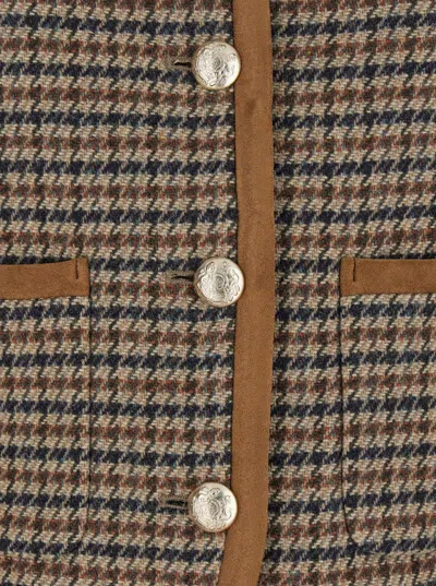 Dunst Beige Jacket With Button Closure And Front Pockets In Tweed Woman In Brown