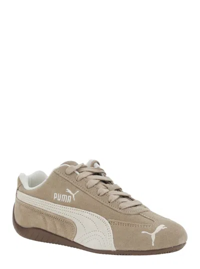 Puma Speedcat Elevated Beige Sneakers With Logo Print On The Side And Logo Lettering On The Side In Suede In Multi