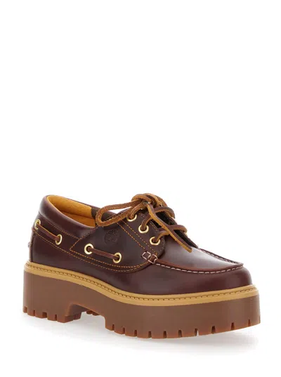 Timberland Stone Street Leather Platform Loafers In Brown